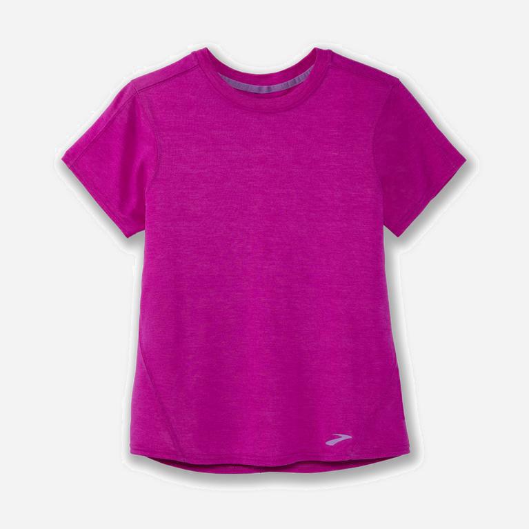 Brooks Distance Australia - Women's Short Sleeve Running Shirt - Heather Magenta (450867-CJU)